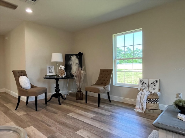 living area with light wood-type flooring