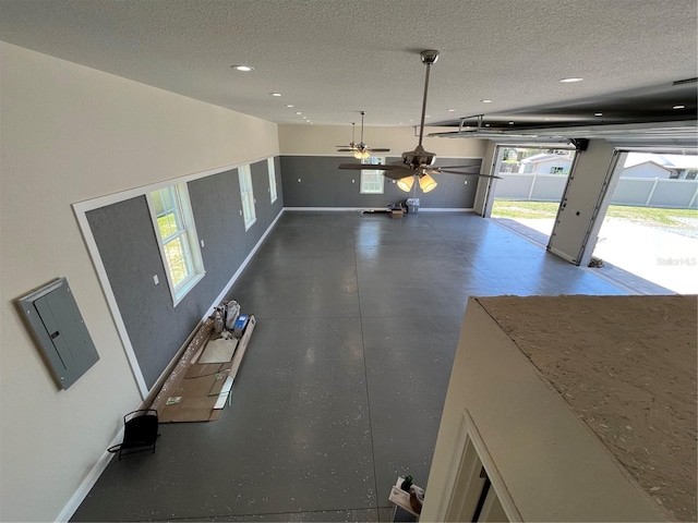 garage with ceiling fan