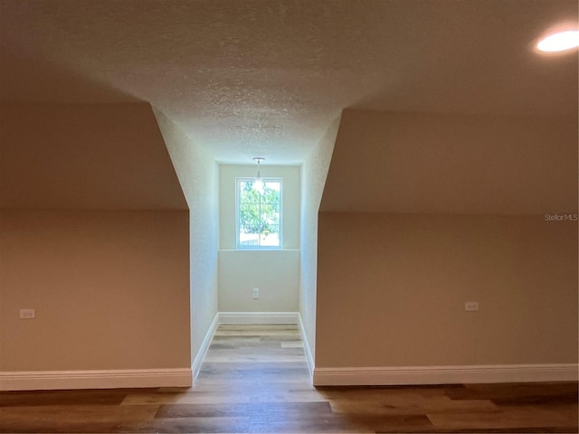 bonus room featuring a textured ceiling and hardwood / wood-style flooring