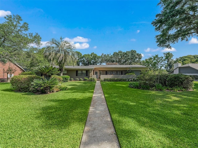 ranch-style home with a front yard