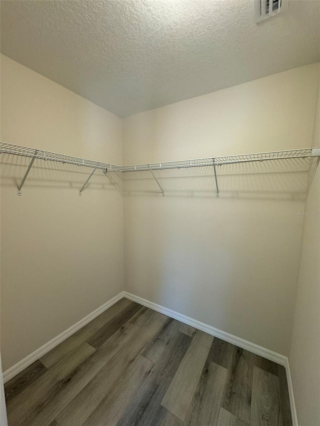 walk in closet featuring dark hardwood / wood-style flooring