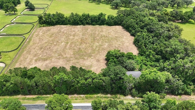 birds eye view of property with a rural view