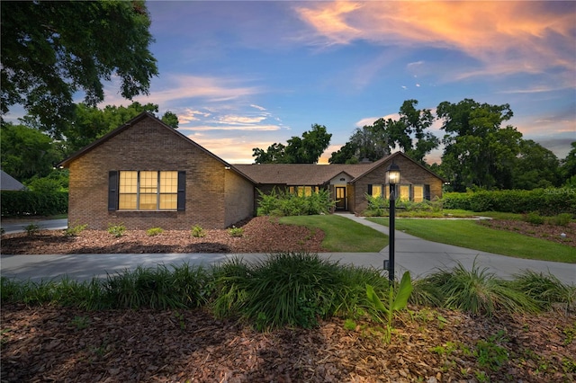 view of front of home with a yard