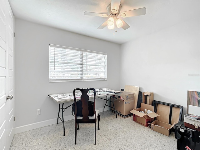 home office with ceiling fan