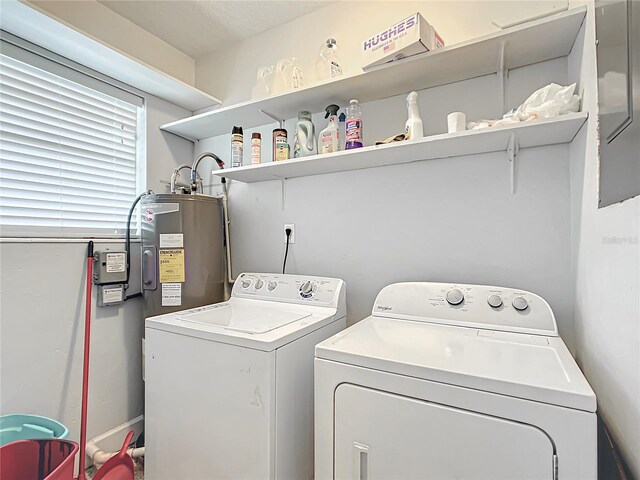 laundry room featuring separate washer and dryer and water heater