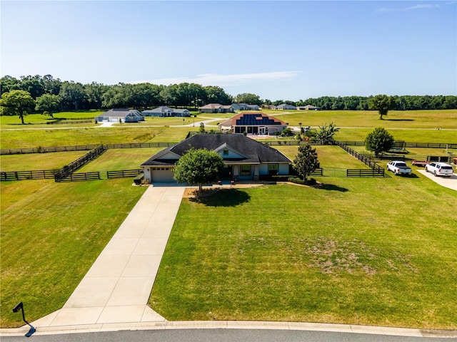 bird's eye view with a rural view