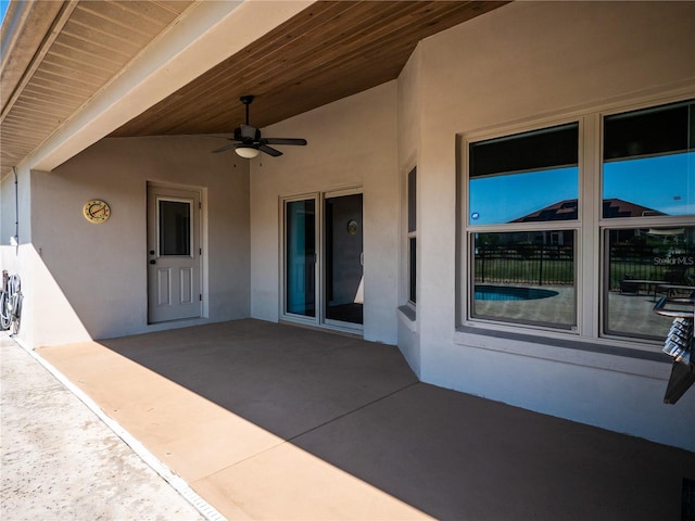 view of patio / terrace featuring ceiling fan