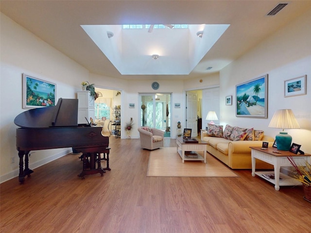 living room with light hardwood / wood-style floors