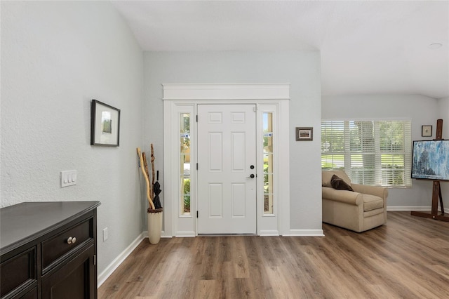 entrance foyer featuring light wood-type flooring