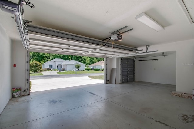 garage with a garage door opener