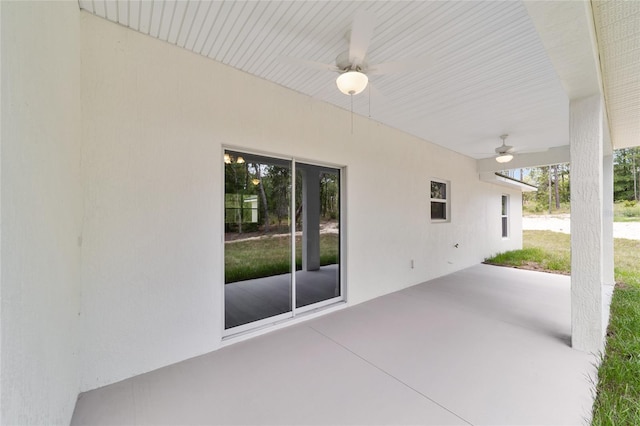 view of patio with ceiling fan