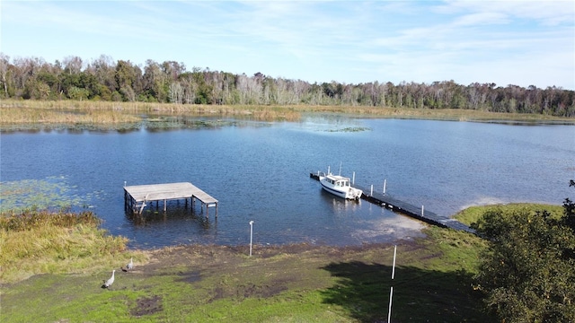 view of dock featuring a water view