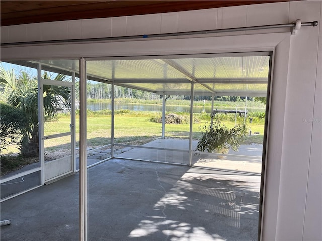 doorway featuring a water view