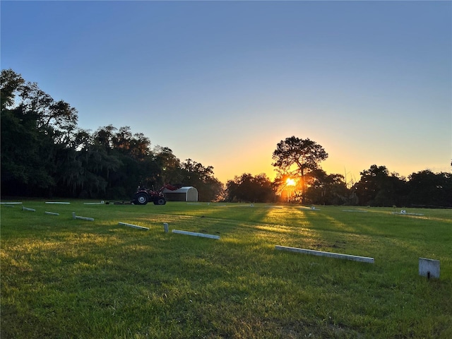 view of yard at dusk