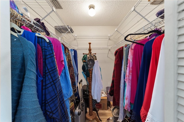 walk in closet with hardwood / wood-style floors