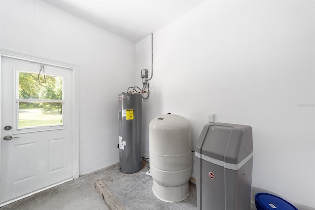 utility room with electric water heater