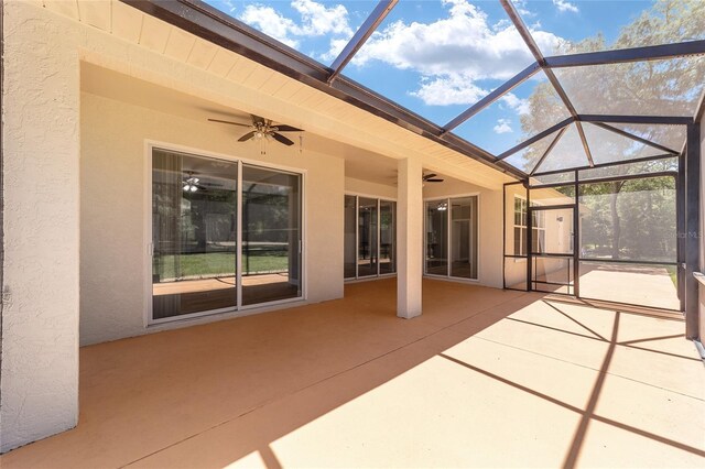 10020 SW 202nd Cir, Dunnellon, FL 34431 - unfurnished sunroom featuring ceiling fan, healthy amount of natural light, and lofted ceiling