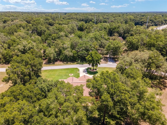 drone / aerial view with a forest view