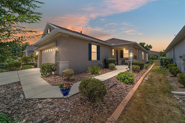 view of front of house with a garage