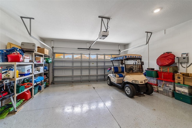 garage with a garage door opener