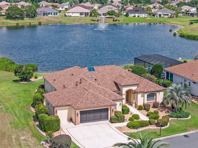 bird's eye view featuring a water view