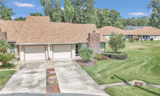 single story home with a front yard