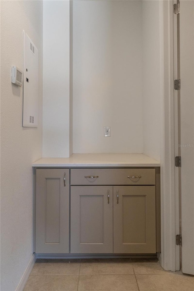 bathroom with tile patterned flooring