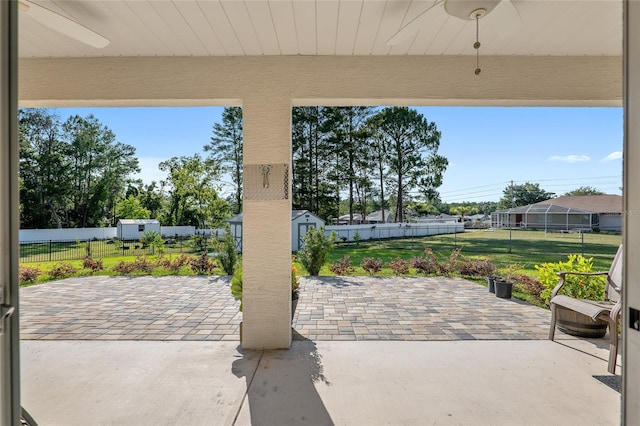 view of patio / terrace with ceiling fan