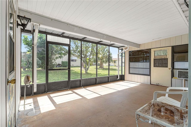 view of unfurnished sunroom