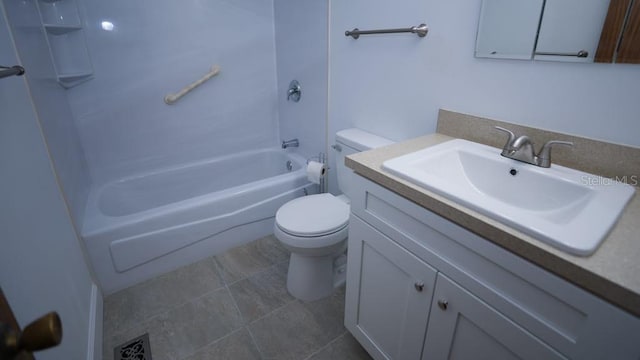 full bathroom with vanity, toilet, and shower / bath combination