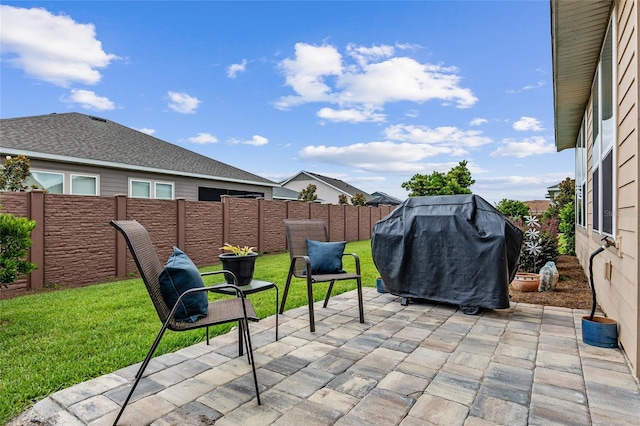 view of patio featuring grilling area