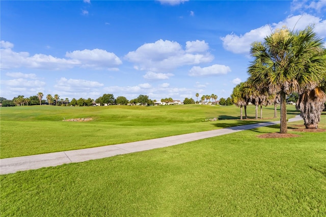 view of property's community featuring a yard