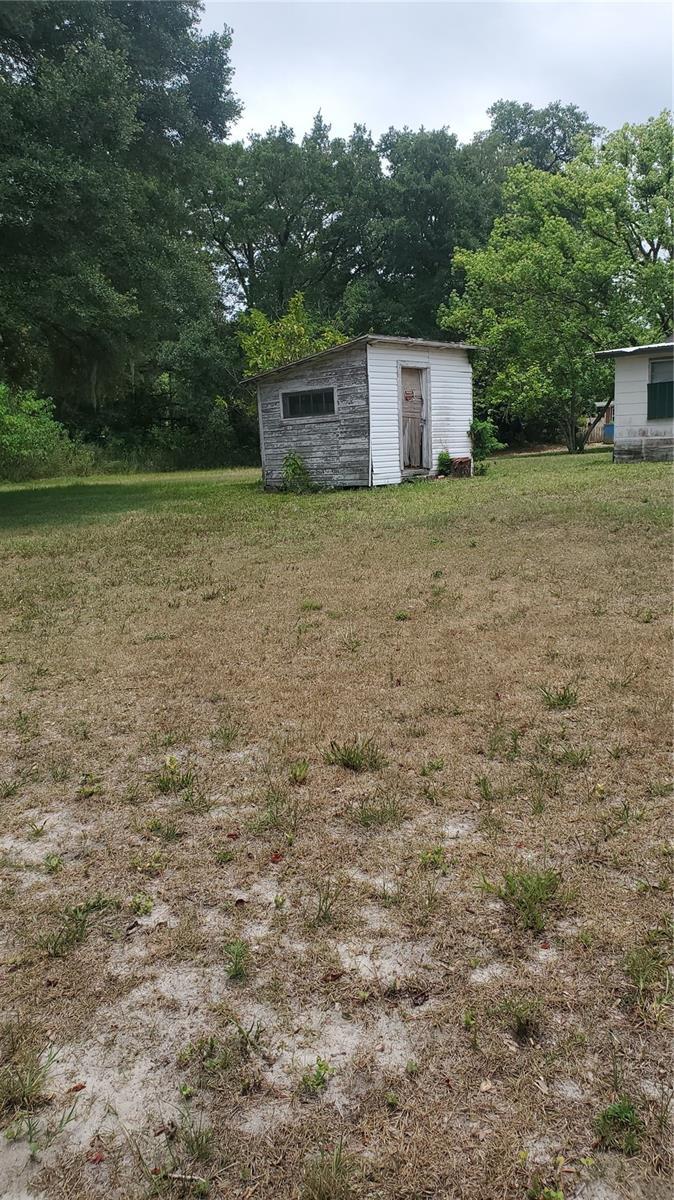 view of yard with a shed