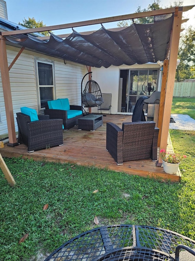 deck with an outdoor hangout area