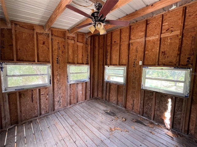 miscellaneous room with light hardwood / wood-style floors and ceiling fan