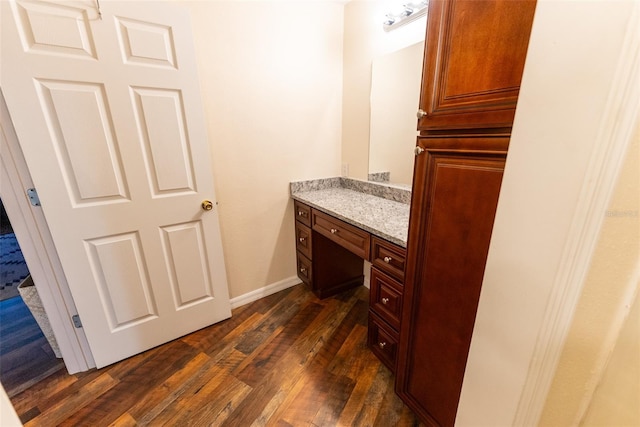 bathroom with wood-type flooring and vanity