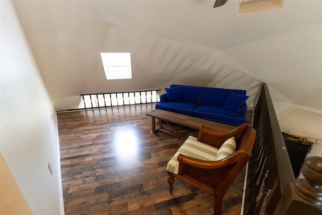 living area with dark hardwood / wood-style flooring