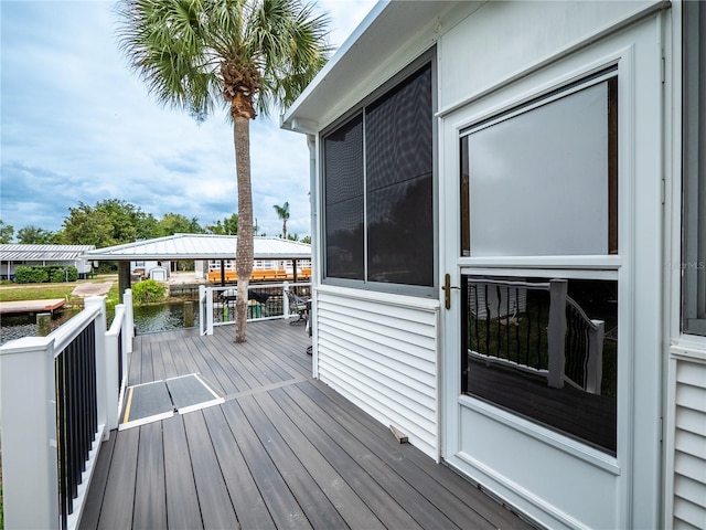 wooden deck with a dock