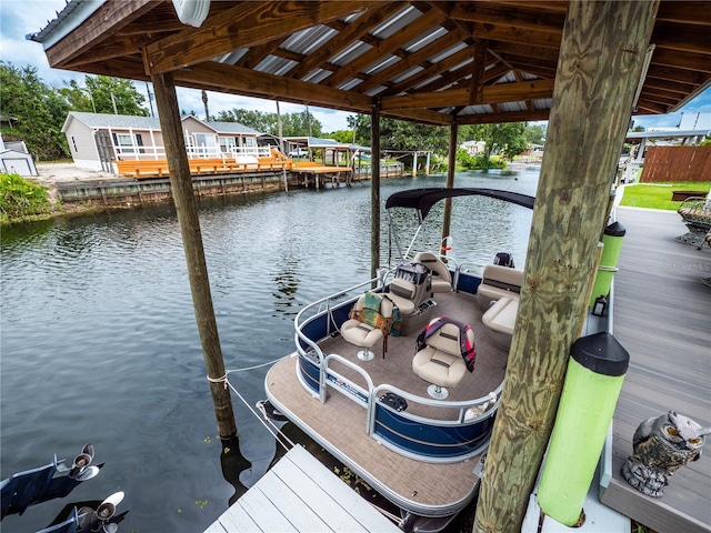 view of dock featuring a water view