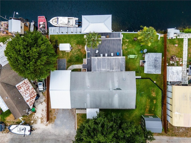 bird's eye view featuring a water view