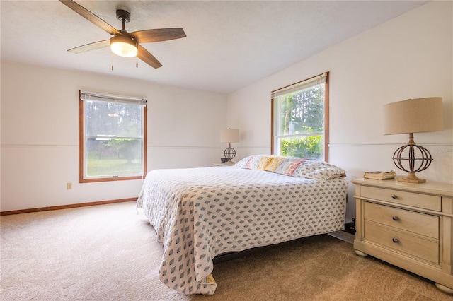 bedroom with carpet and ceiling fan