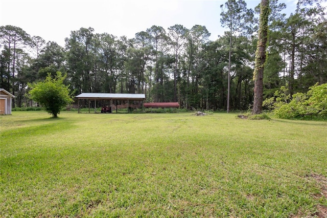 view of yard featuring an outdoor structure