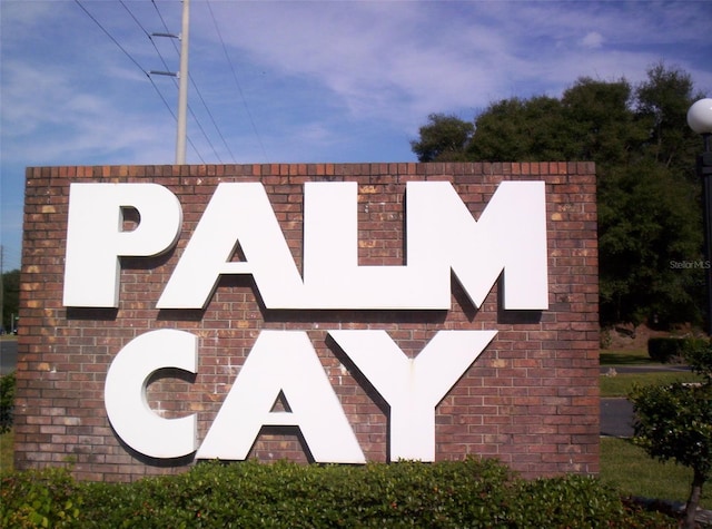 view of community sign