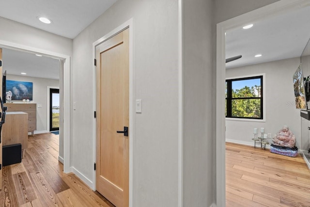 hall featuring light wood-type flooring