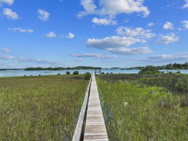 dock area featuring a water view