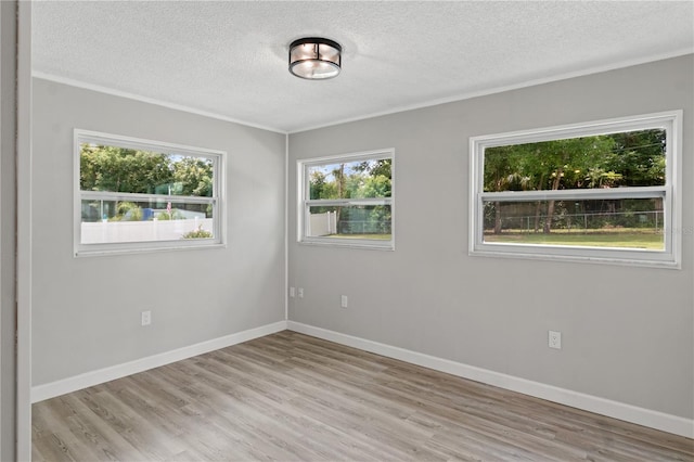 empty room featuring light wood-type flooring and a textured ceiling