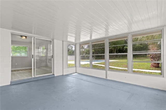 view of unfurnished sunroom