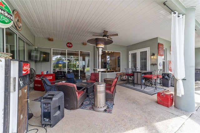 view of patio featuring ceiling fan