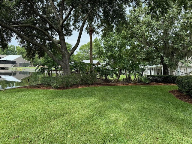 view of yard with a water view