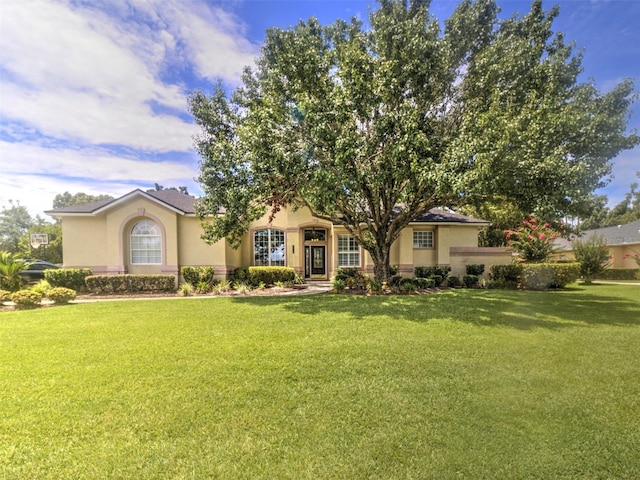 view of front of home with a front yard